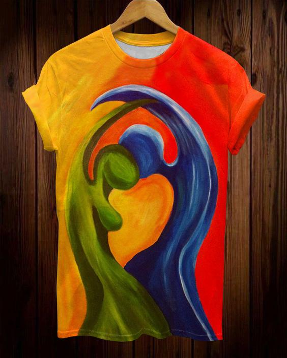 Embrace Art Oil Painting Short Sleeve Tshirt