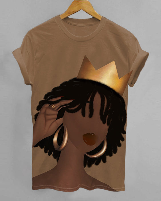 Black Crown Queen Crew Neck Short Sleeve T-shirt