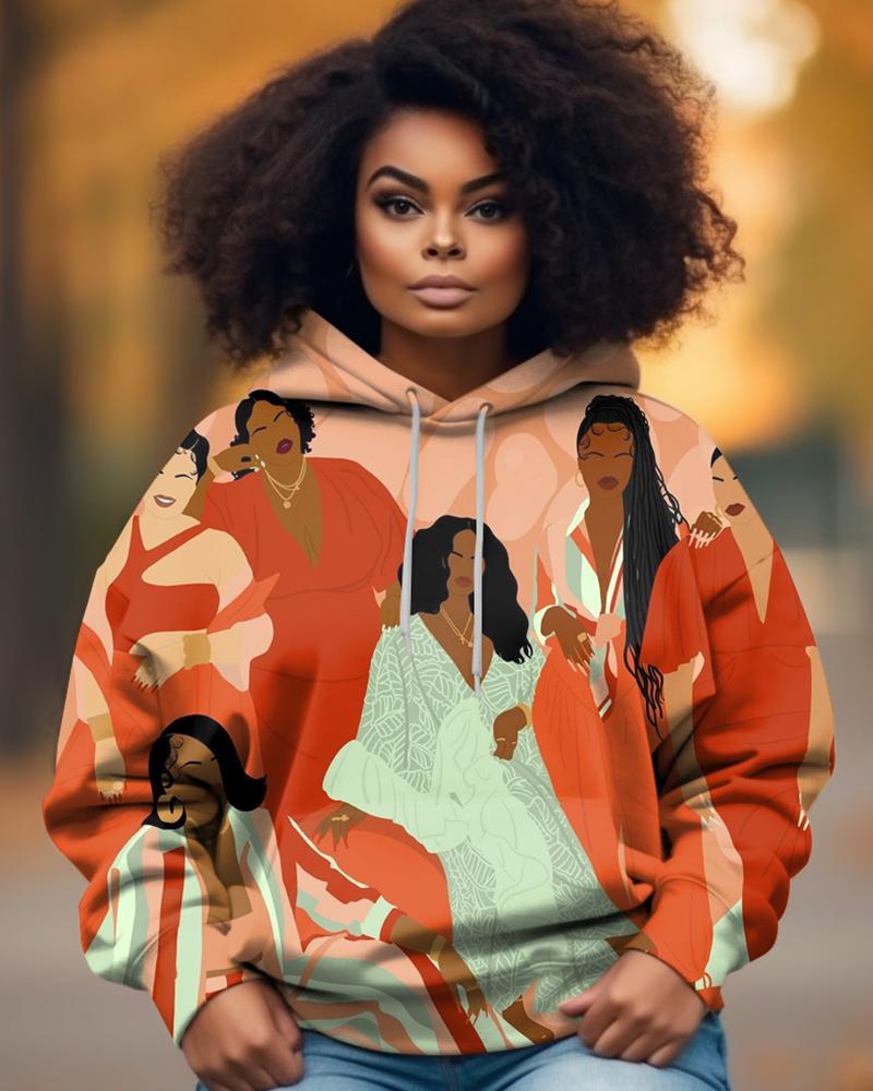 Personalized Orange Black Girl Printed Hoodie