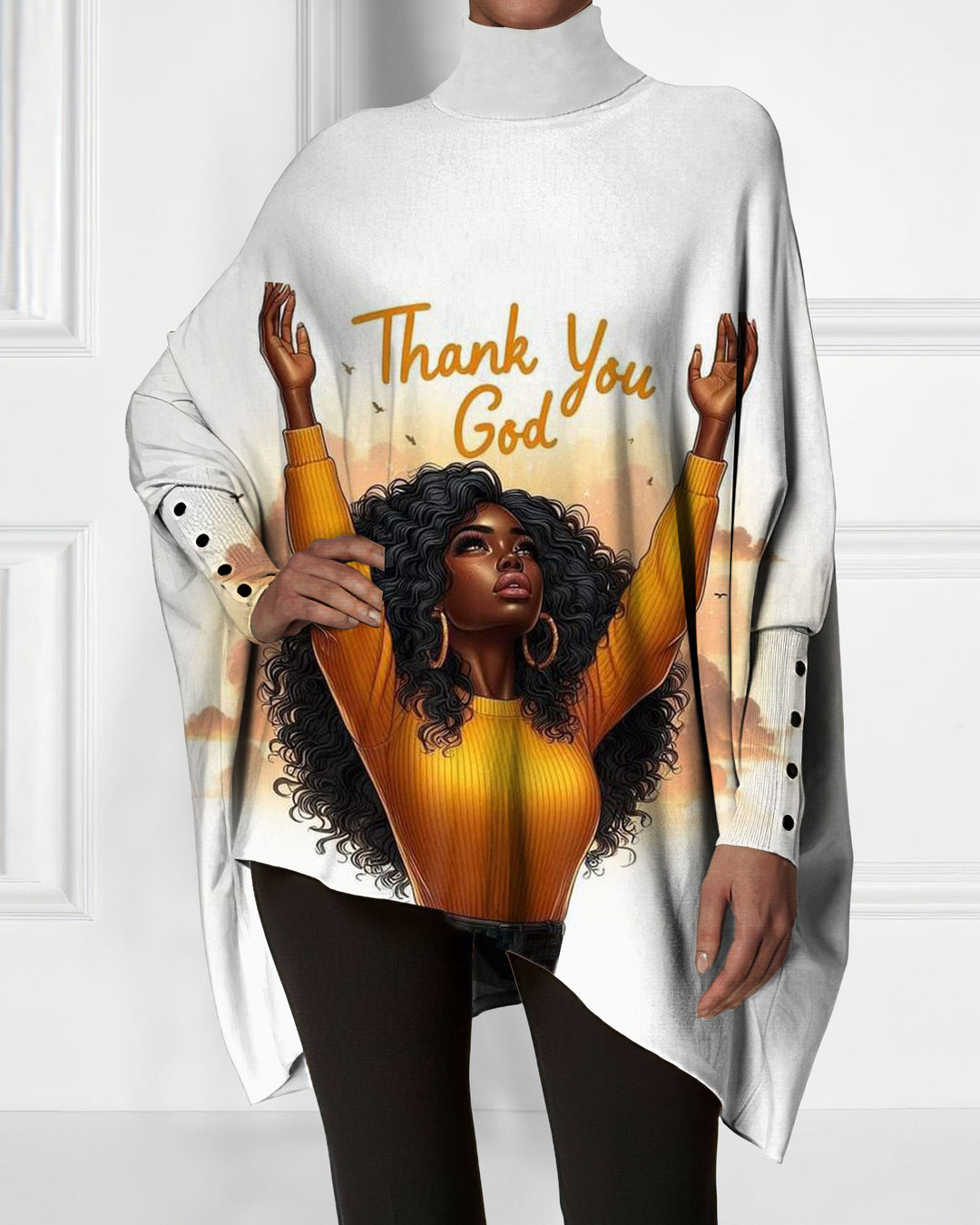 Thank You God Irregular High Neck Top