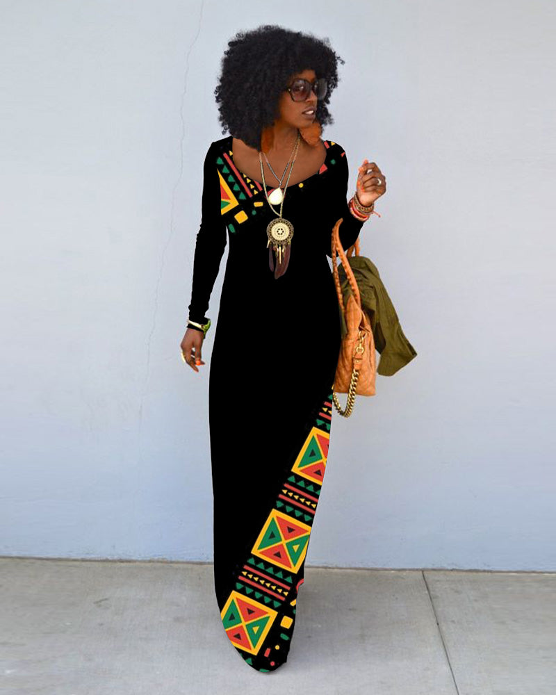 Juneteenth Crew Neck Long Sleeve Dress
