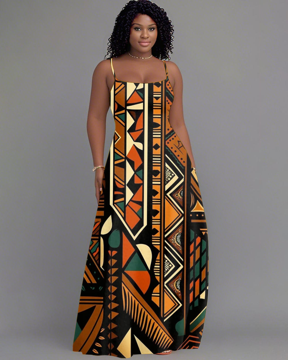 African American Culture Print Holiday Pocket Dress