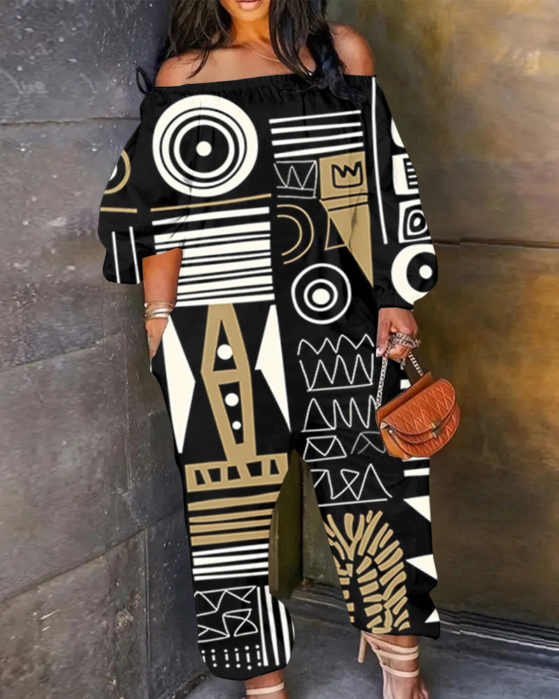 African home Art Print One-shoulder Printed Jumpsuit