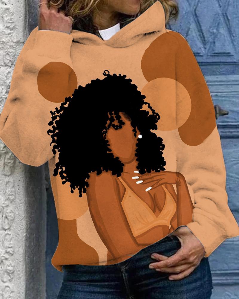 Brown Women Gratitude and Attitude Long Sleeves Hoodie