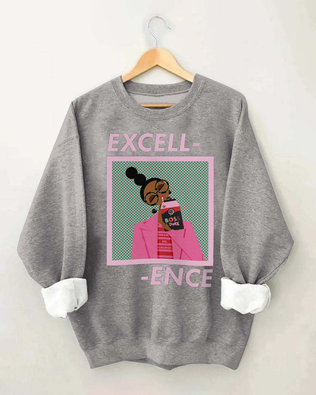 Excellence Crew Neck Long Sleeve Casual Print Sweatshirt