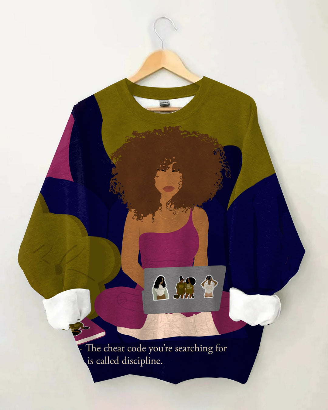 Hard Working Afro Girl Long Sleeve Sweatshirt