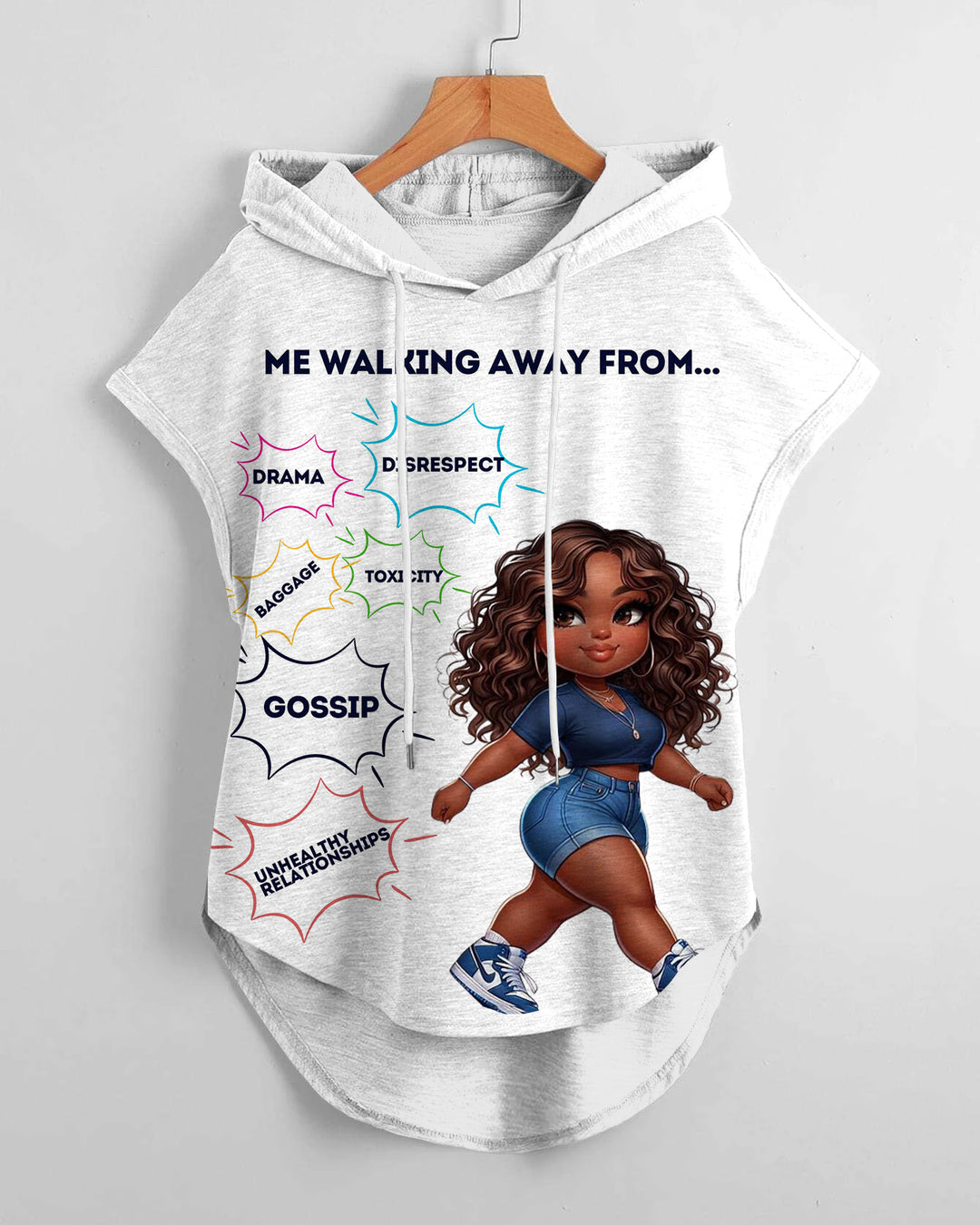 Me Walking Away From Drawstring Hooded Tee