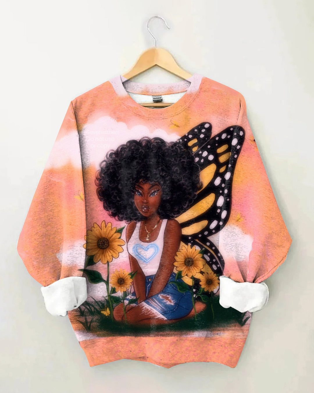 Brown Butterfly Girl Long Sleeve Sweatshirt