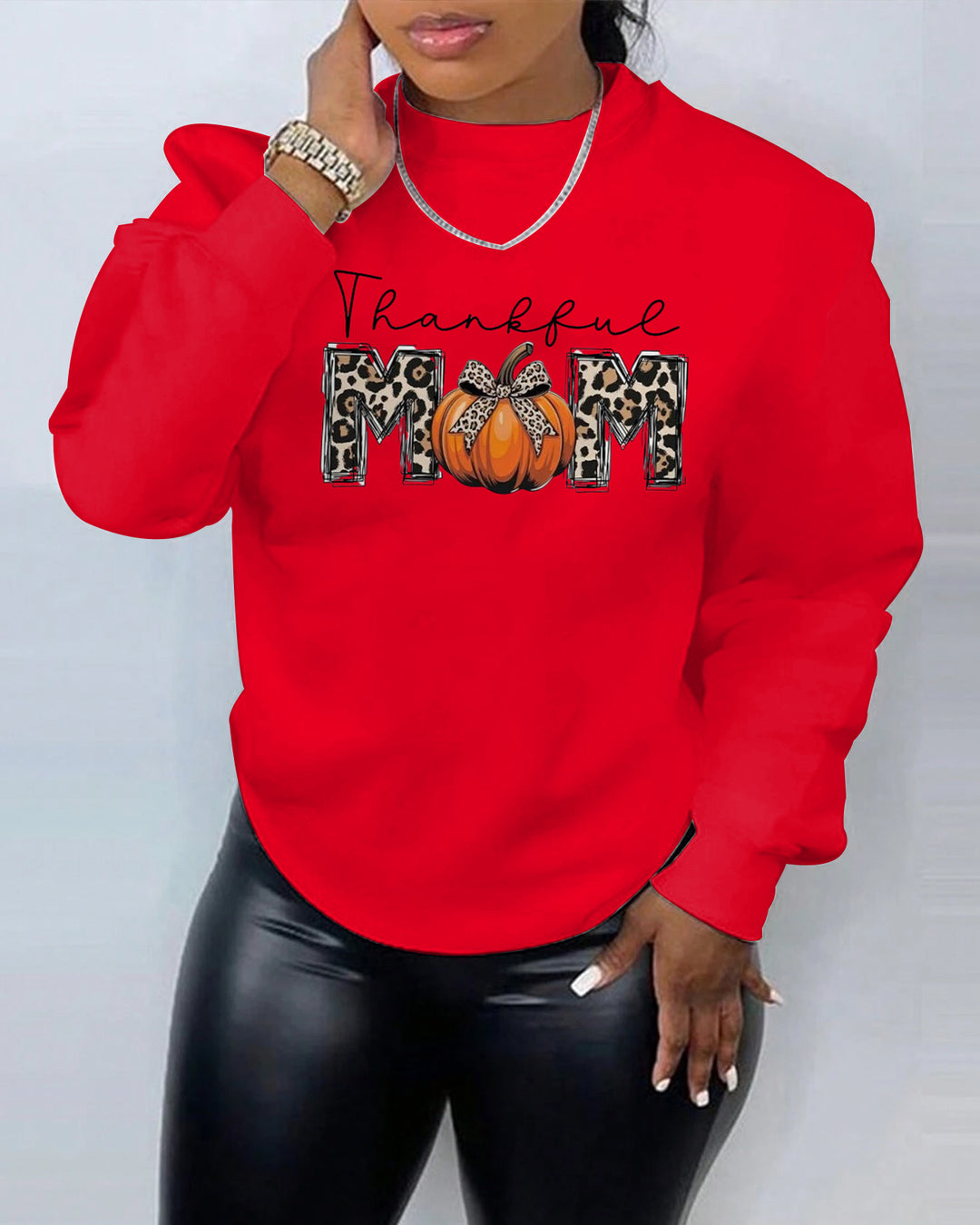 Thankful Mom Pumpkin Crewneck Sweatshirt