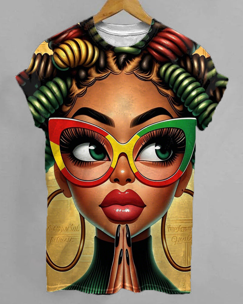 Juneteenth Black Girl Make a Wish Personalized Print T-shirt