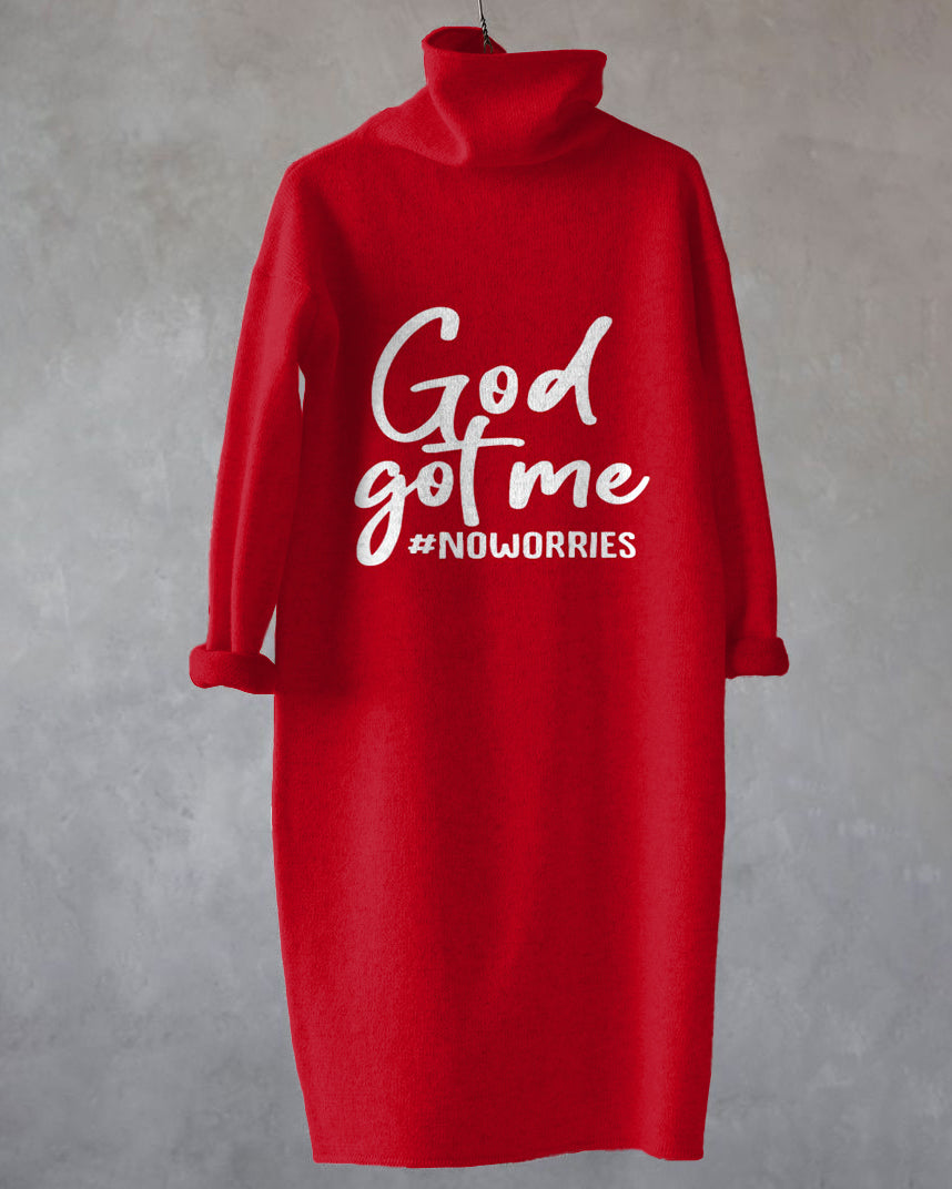 God Got Me Turtleneck Long Sleeve Casual Dress