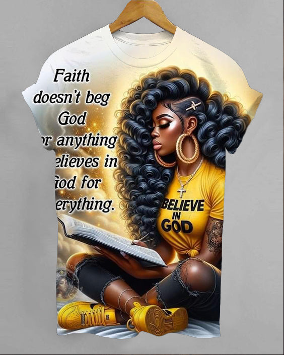 Faith Dosen‘t Beg God Crew Neck Short Sleeve T-Shirt