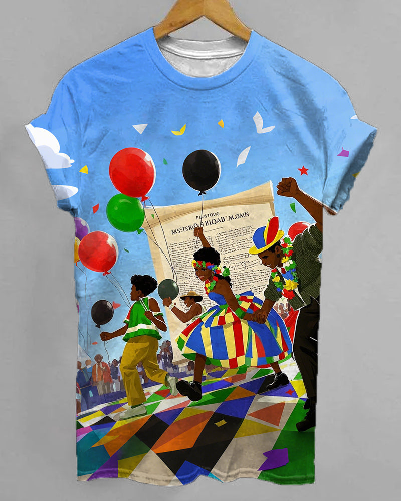 Juneteenth Black Celebration Holiday Print T-shirt