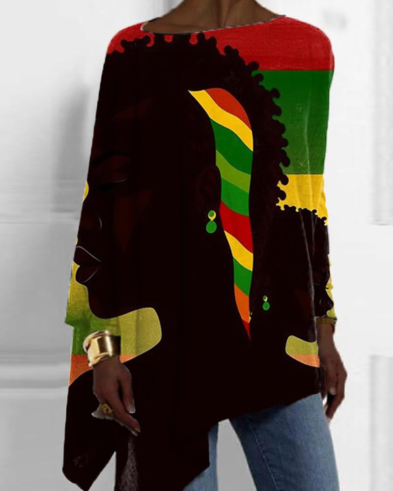 Black Profile History Month Printed Irregular Top
