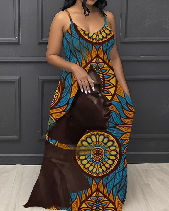 Artistic Portraits V-Neck Pocket Cami Dress