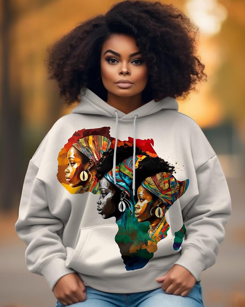 Black Map Personalized Printed Pocket Women's Hoodie