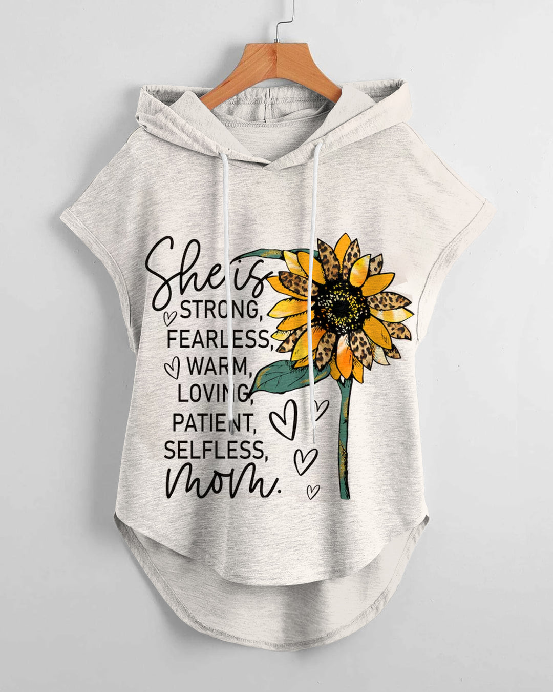 She Is Strong Mom Drawstring Hooded Tee