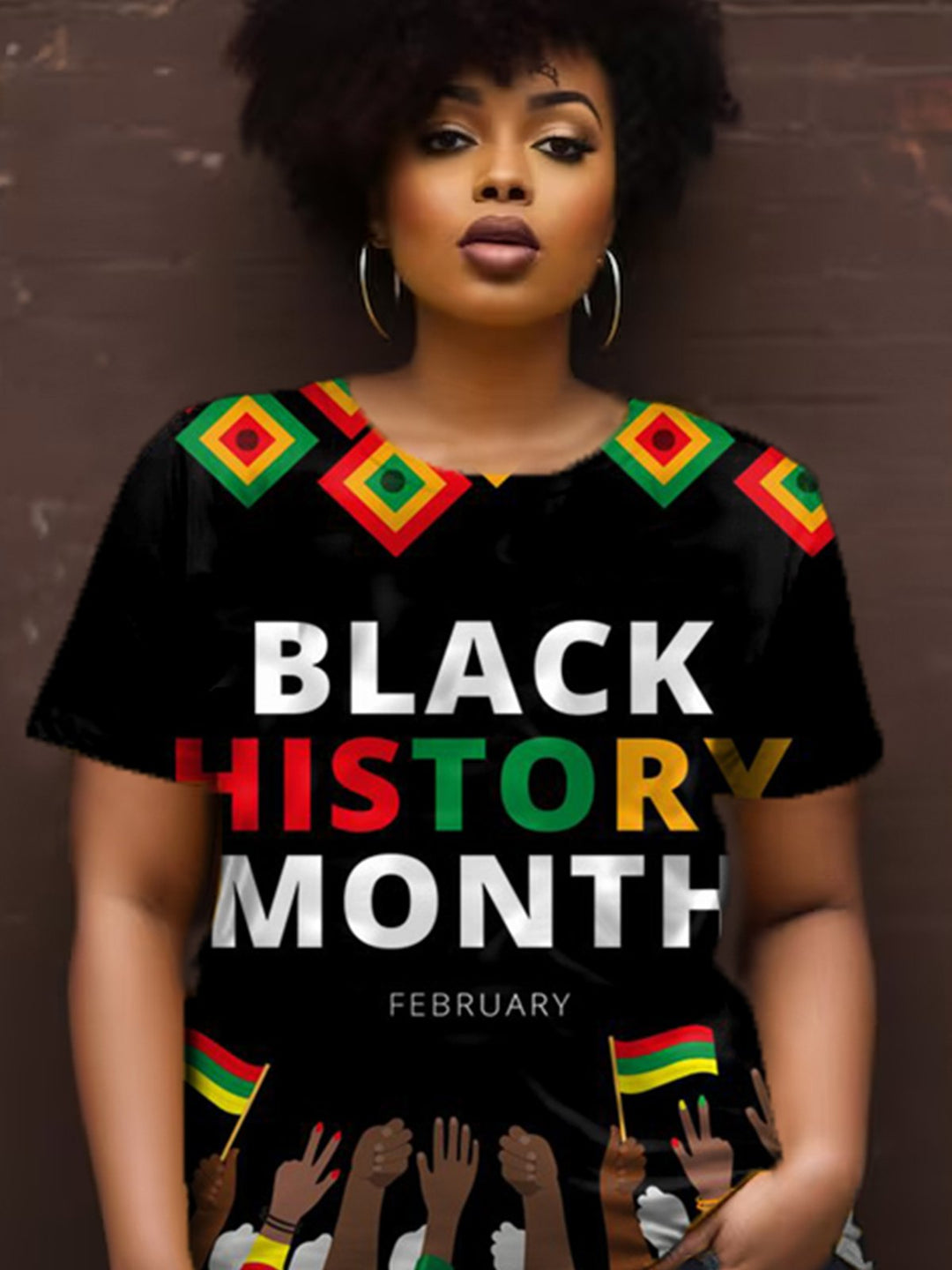 Casual Black History Month Printed Short Sleeve T-Shirt