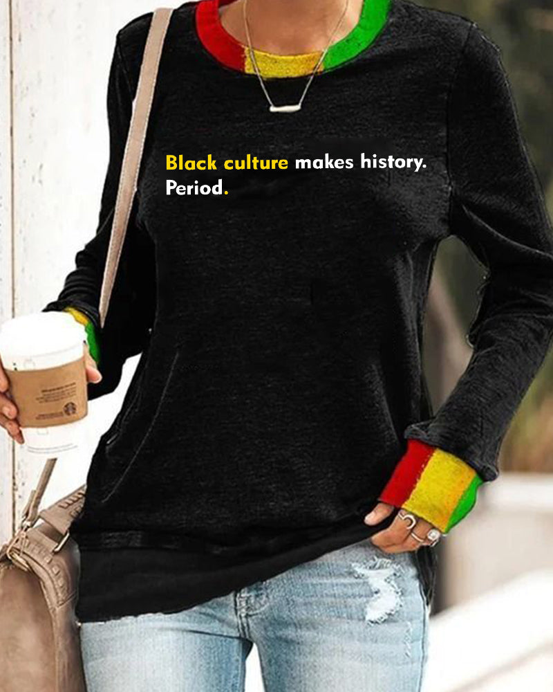 Black History Month Contrast Lettering Crewneck Top