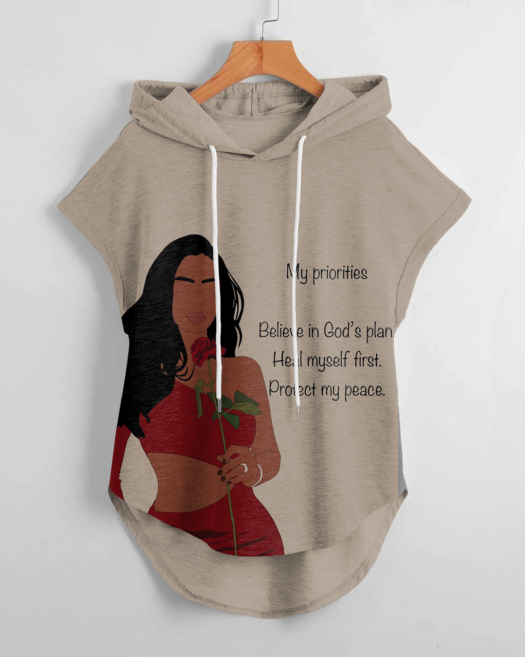 Believe In God's Plan Hem Drawstring Hooded Tee