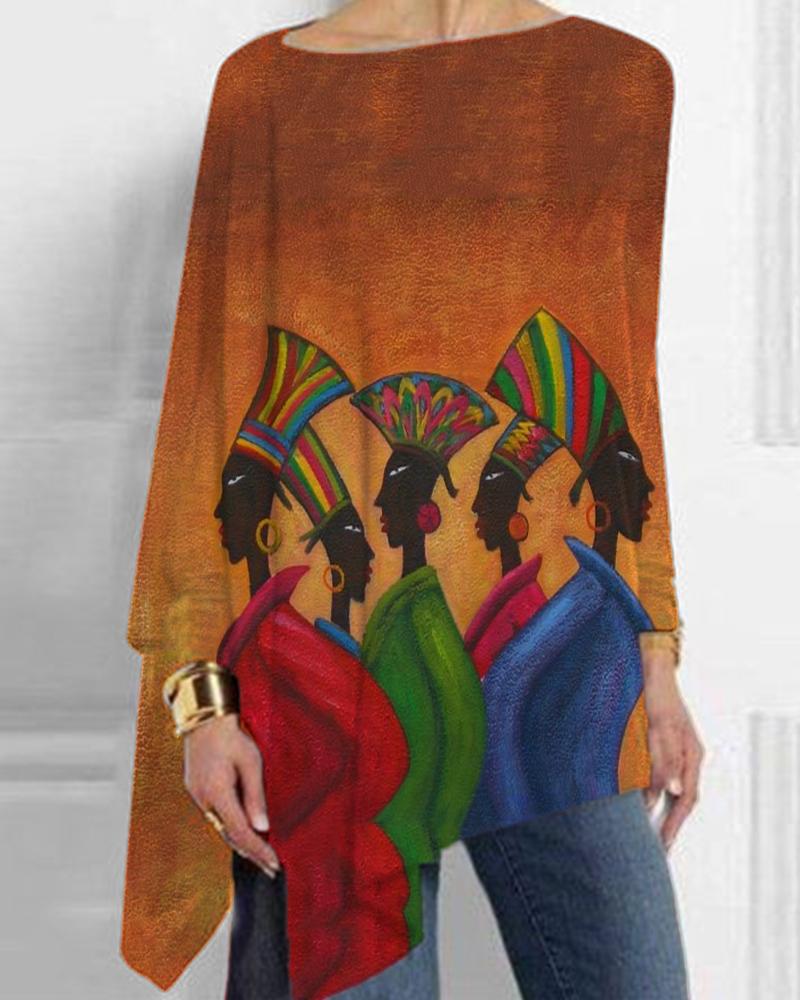 Artistic Comic Print Cropped Hem Top