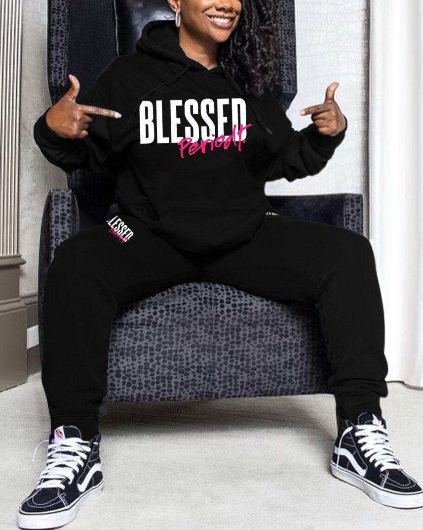 Blessed Periodt Long Sleeve Hoodie Jogger Set