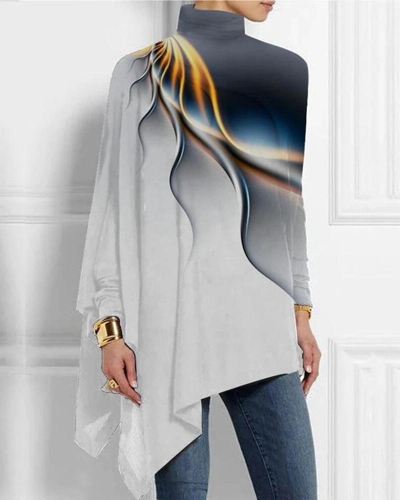 Lightning Wave Half Turtleneck Hem Top