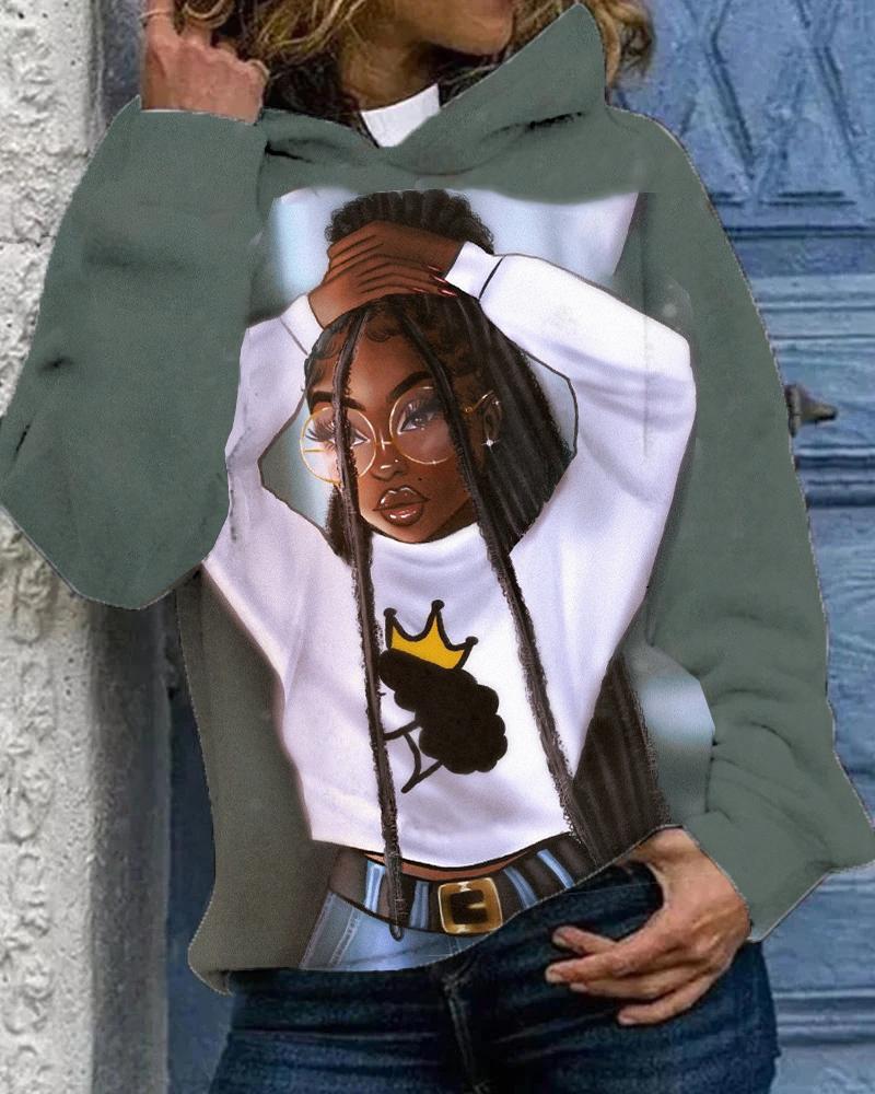 Black Girl Winter Mornings Casual Hoodie