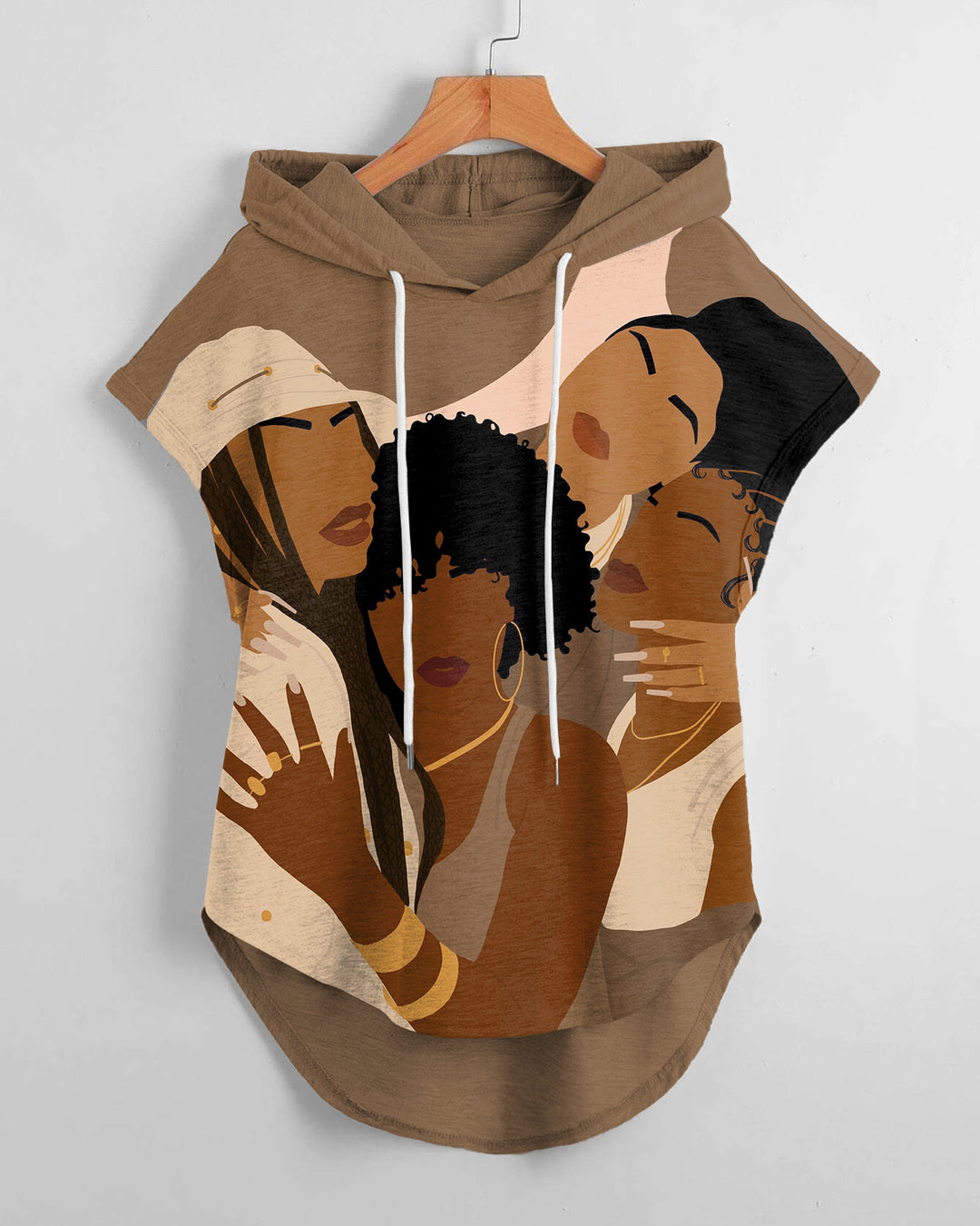 Afro Group Of Black Women Drawstring Hooded Tee