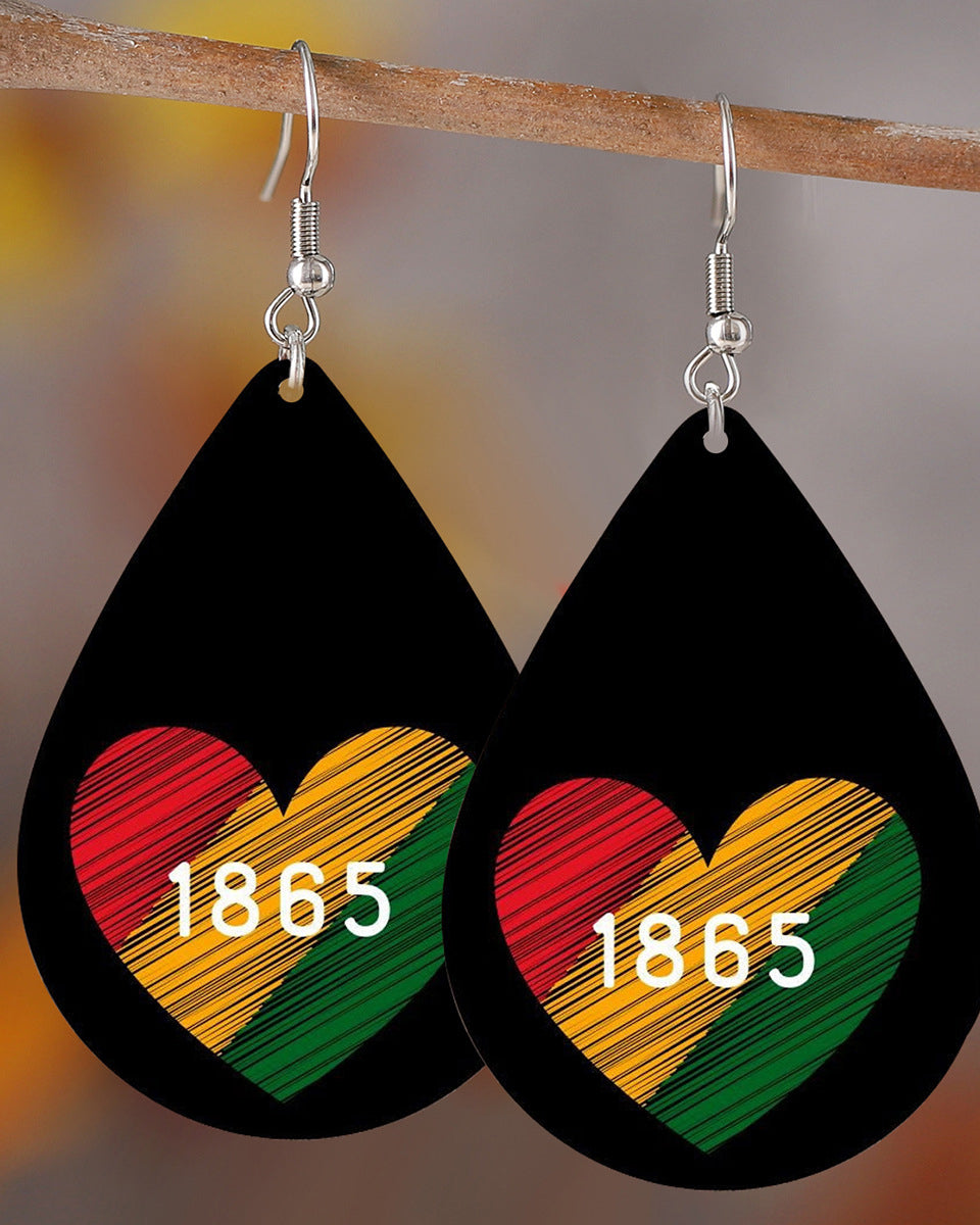 Love 1865 Water Drop Wood Earrings