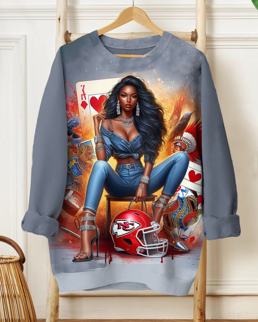 Football Card Girl Long Sleeve Sweatshirt
