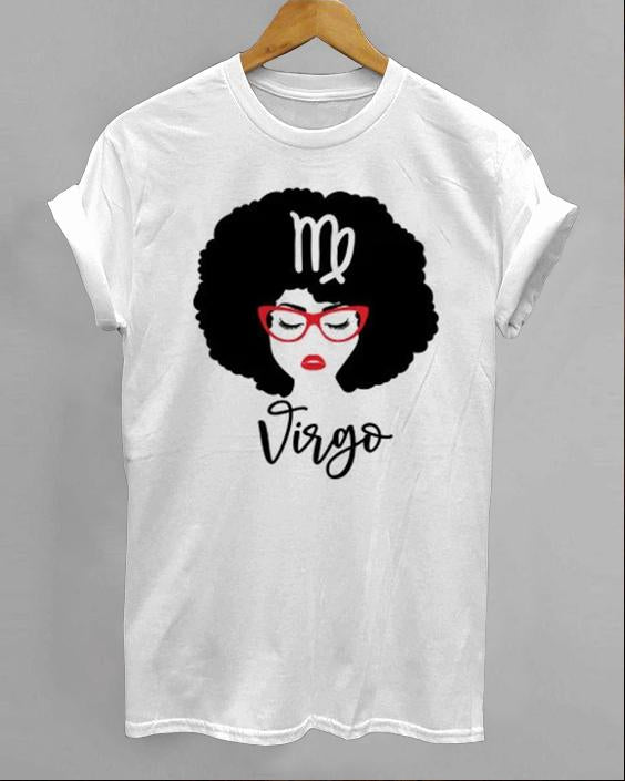 Simple Virgo Round Neck Short Sleeve Shirt