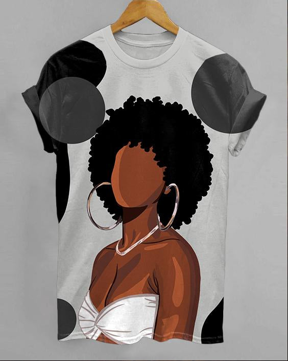 Short Hair Afro Girl Unisex Short Sleeve Tshirt