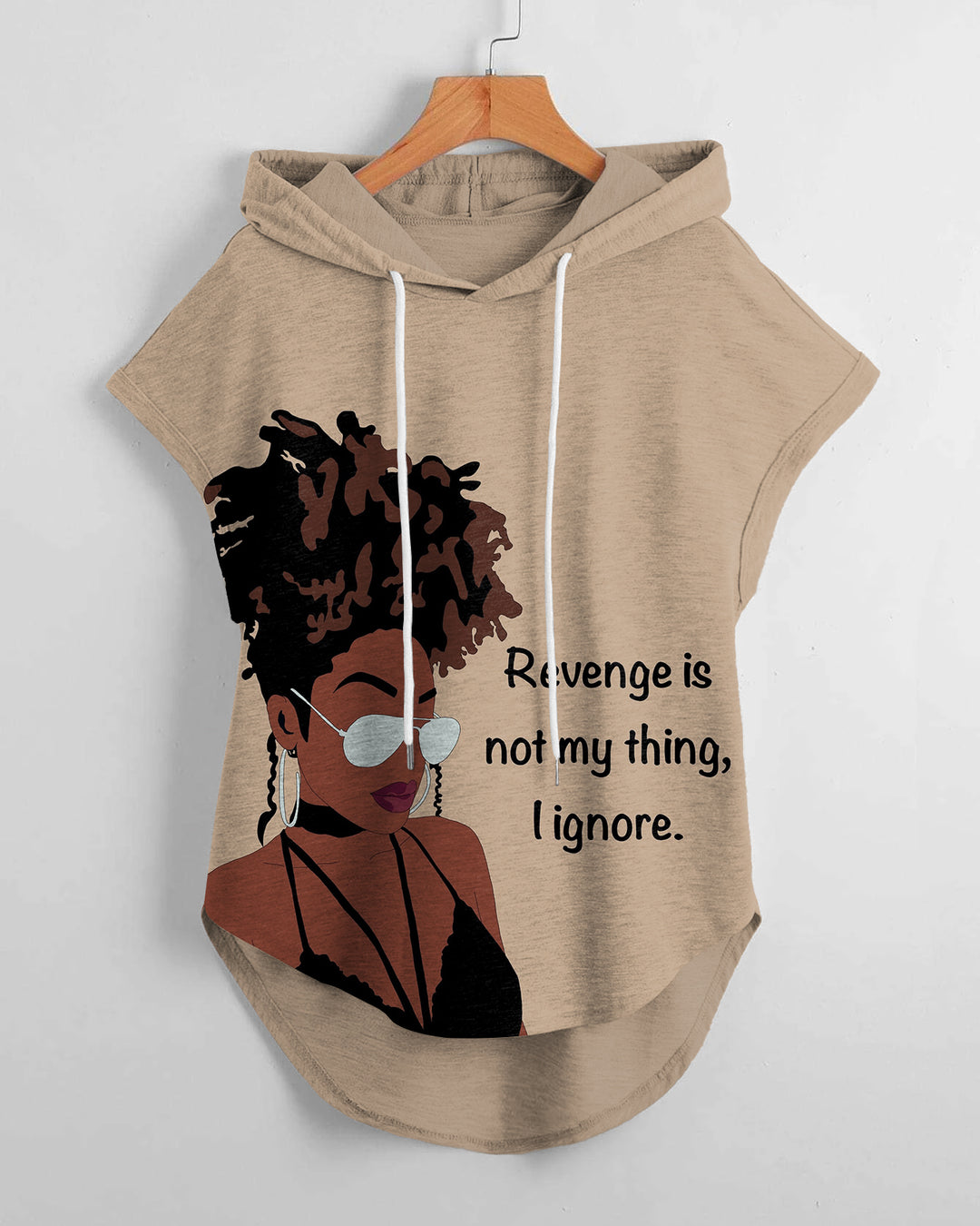 Revenge Is Not My Thing Hem Drawstring Hooded Tee