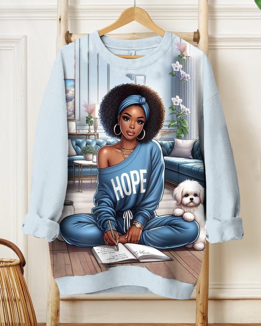 Afro Girl Hopes for Tomorrow Long Sleeve Sweatshirt