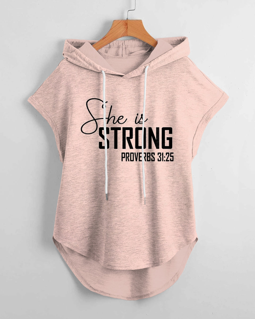 She Is Strong and Confident Drawstring Hooded Tee