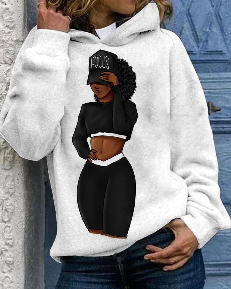 Sporty Black Girl Women's Long Sleeve Hoodie