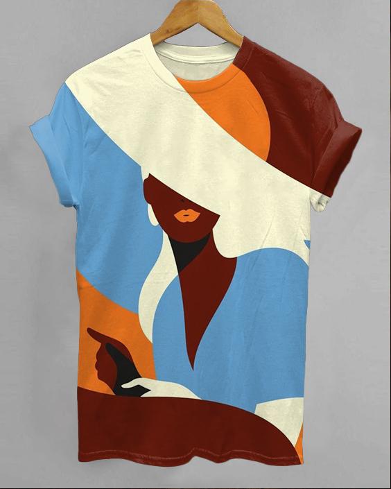 Fashion Contrasting Black Women Unisex Short Sleeve Tshirt