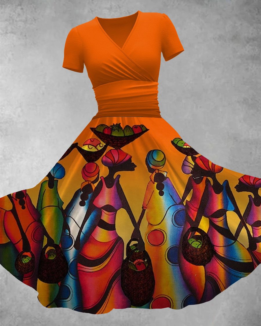 Vintage African Tribal Print Maxi Dress