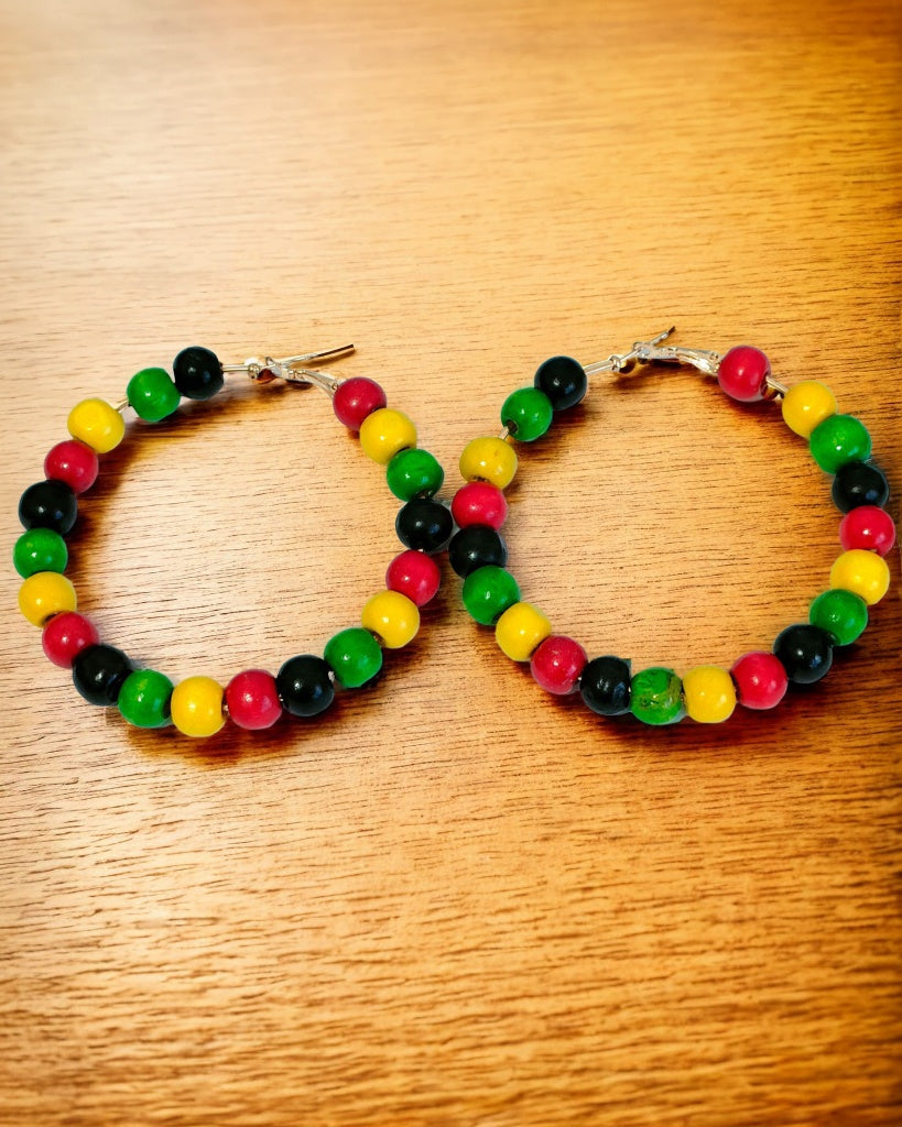 Black History Month Bead Wood Earrings