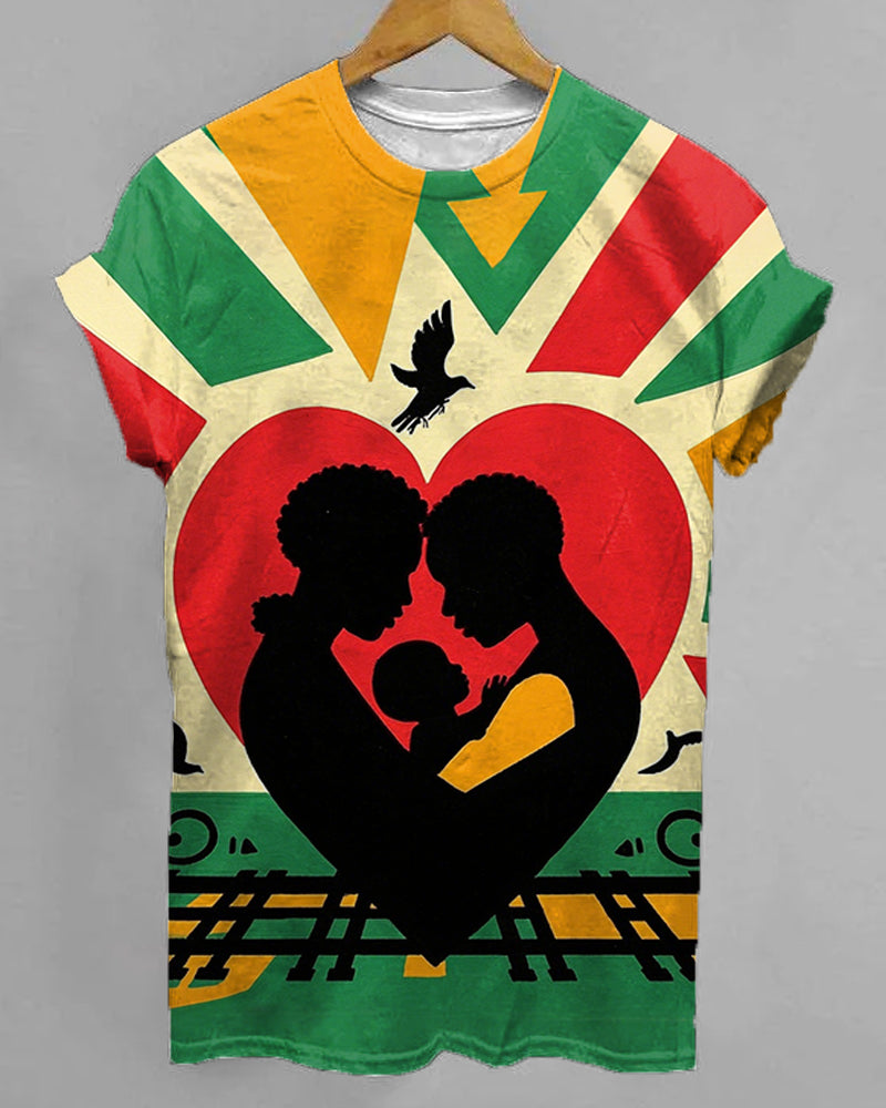 Juneteenth Black Heart Print T-Shirt