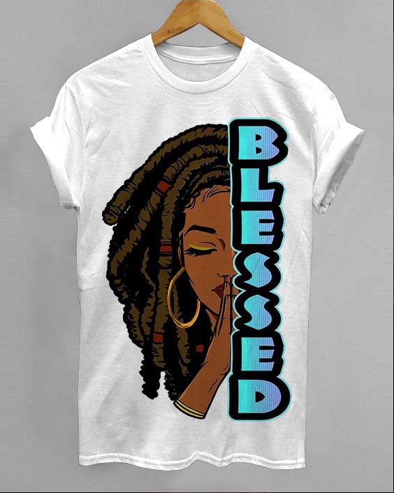 Curly Hair Girl Blessed Unisex Short Sleeve Tshirt