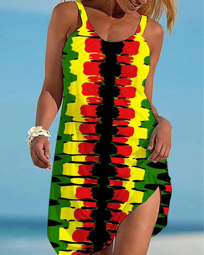 Fashion color neck sleeveless women's dress