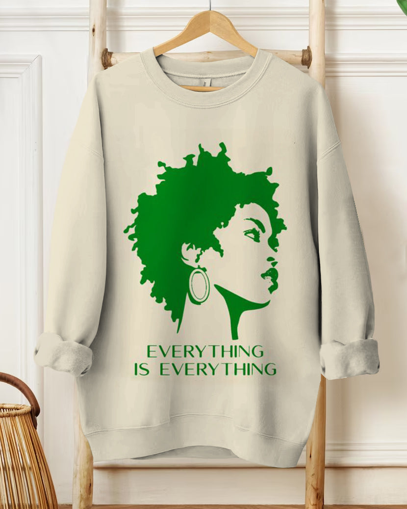 Women's Simple Daily Lauryn Hill Everything Is Everything Print Long Sleeve Sweatshirt