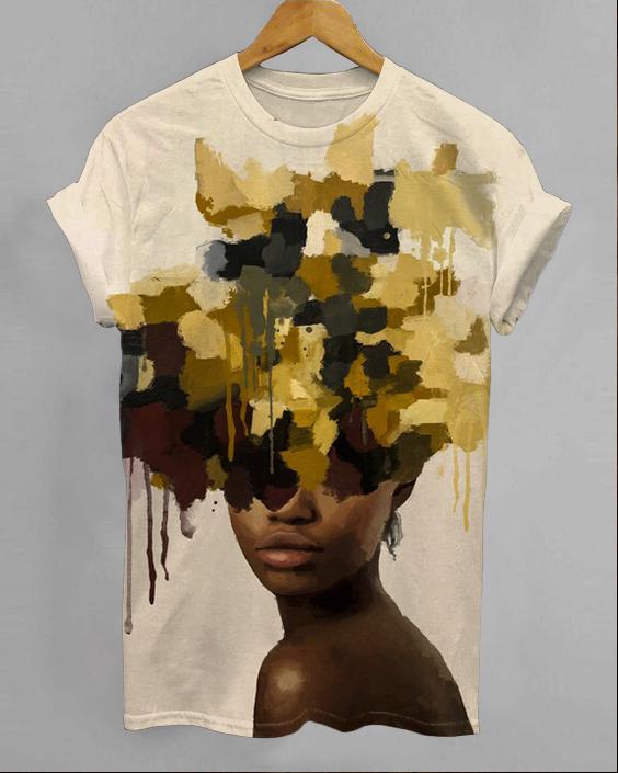 Golden Ink Flowers Short Sleeve Tshirt