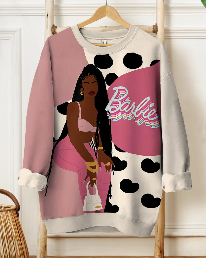 Long Braids Barbie Girl Long Sleeve Sweatshirt