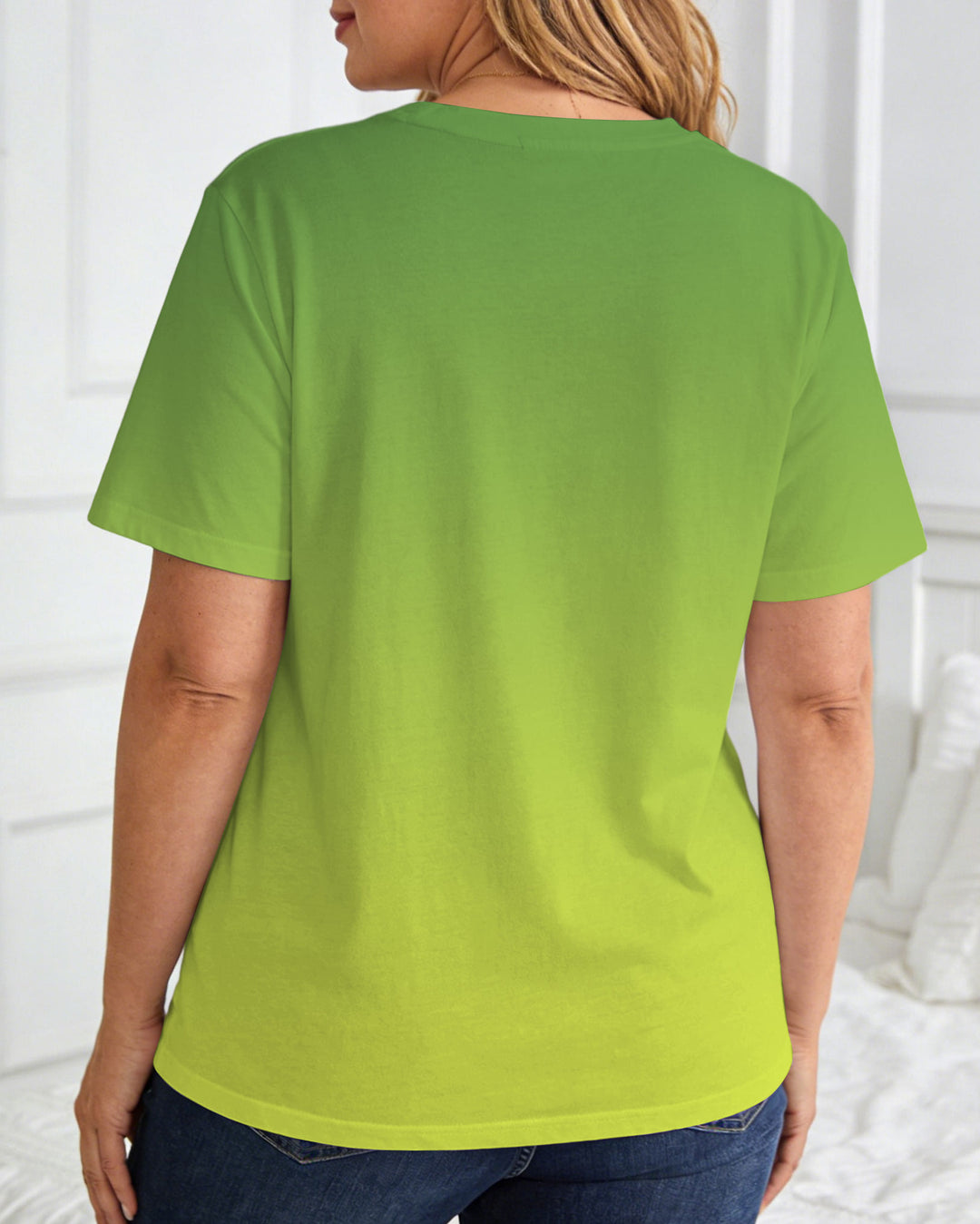 Gradient Color Butterfly-Print Short-Sleeve Tee