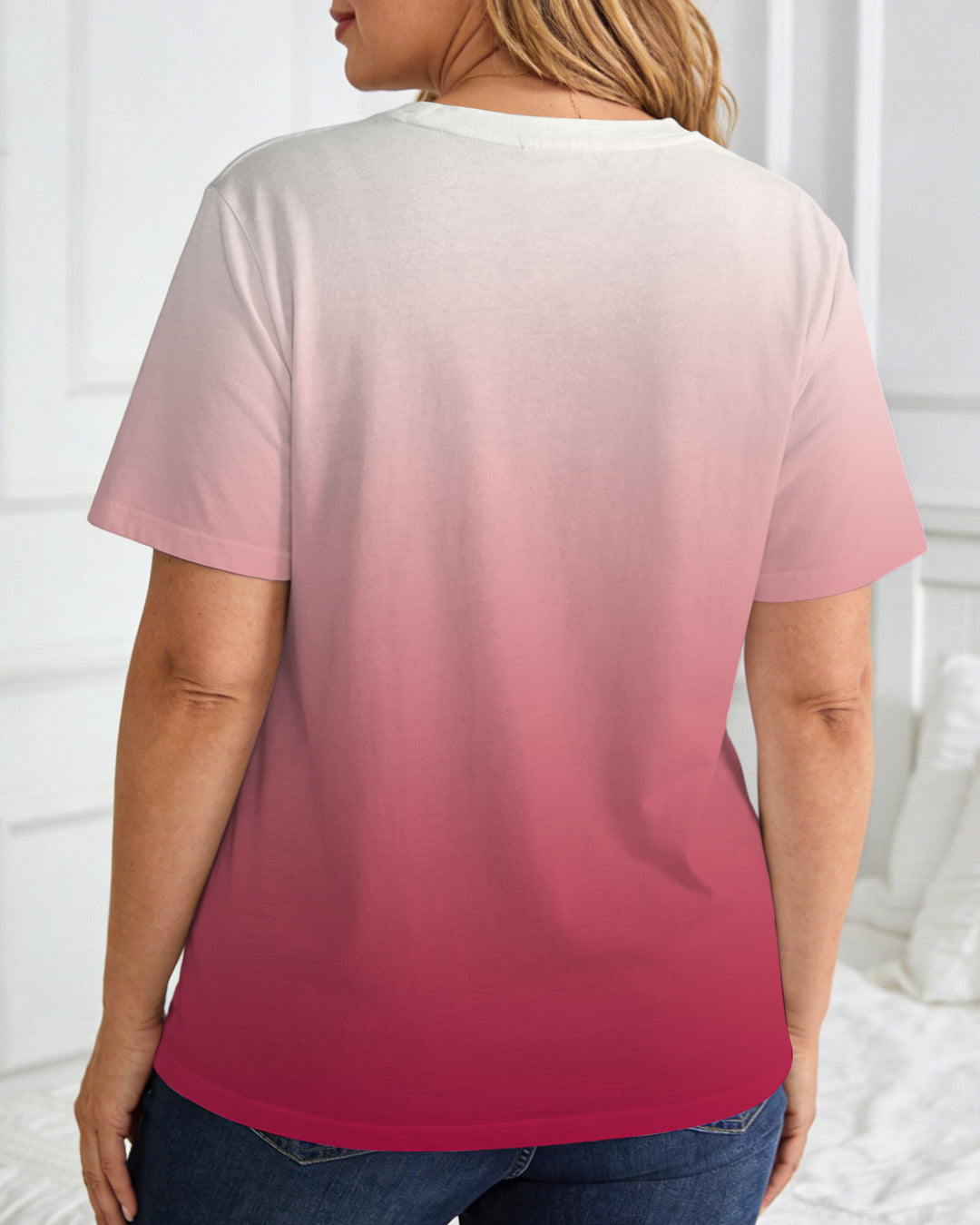 Gradient Portrait Printed Short-Sleeved T-Shirt Image