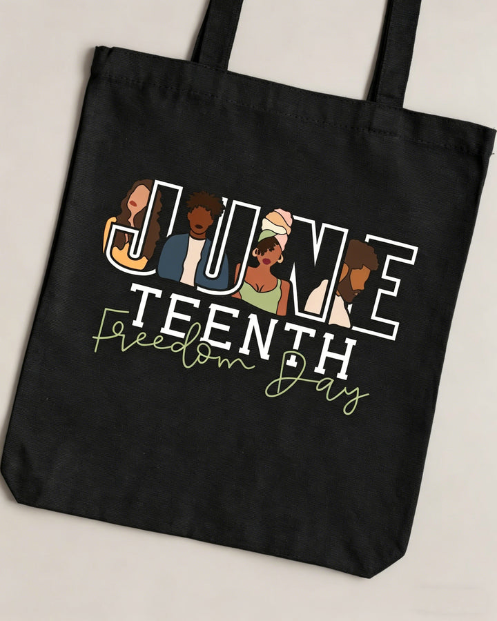 Juneteenth Black History Freedom Day Print Zipper Canvas Tote Bag