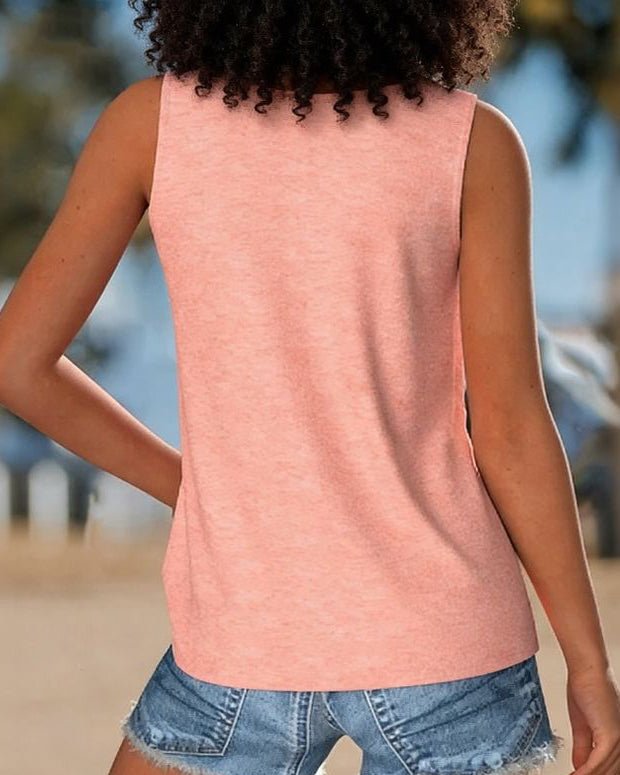 Coconut Tree Print Lace-up Design Casual Vest